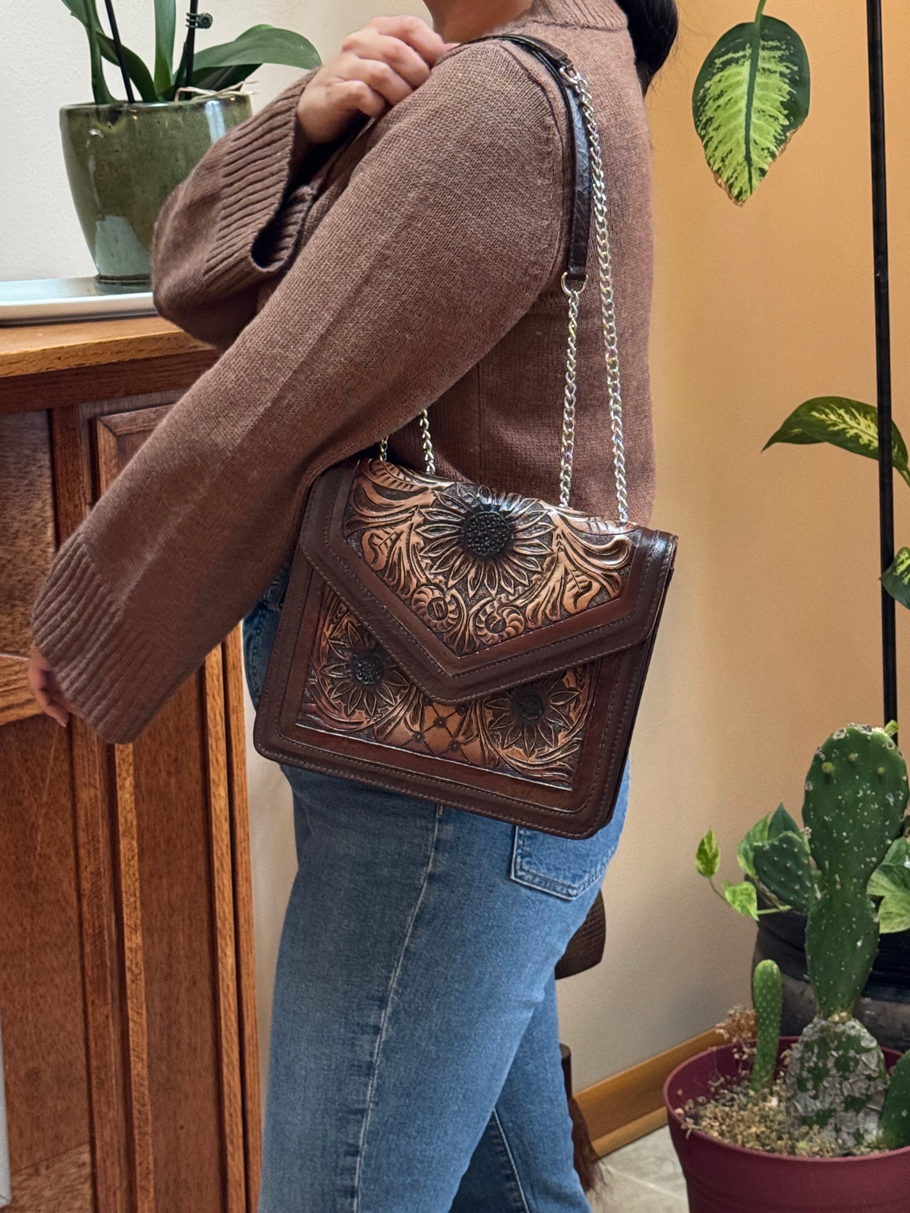 Girasol  Tooled Leather Shoulder Bag - Mirasol Accessories