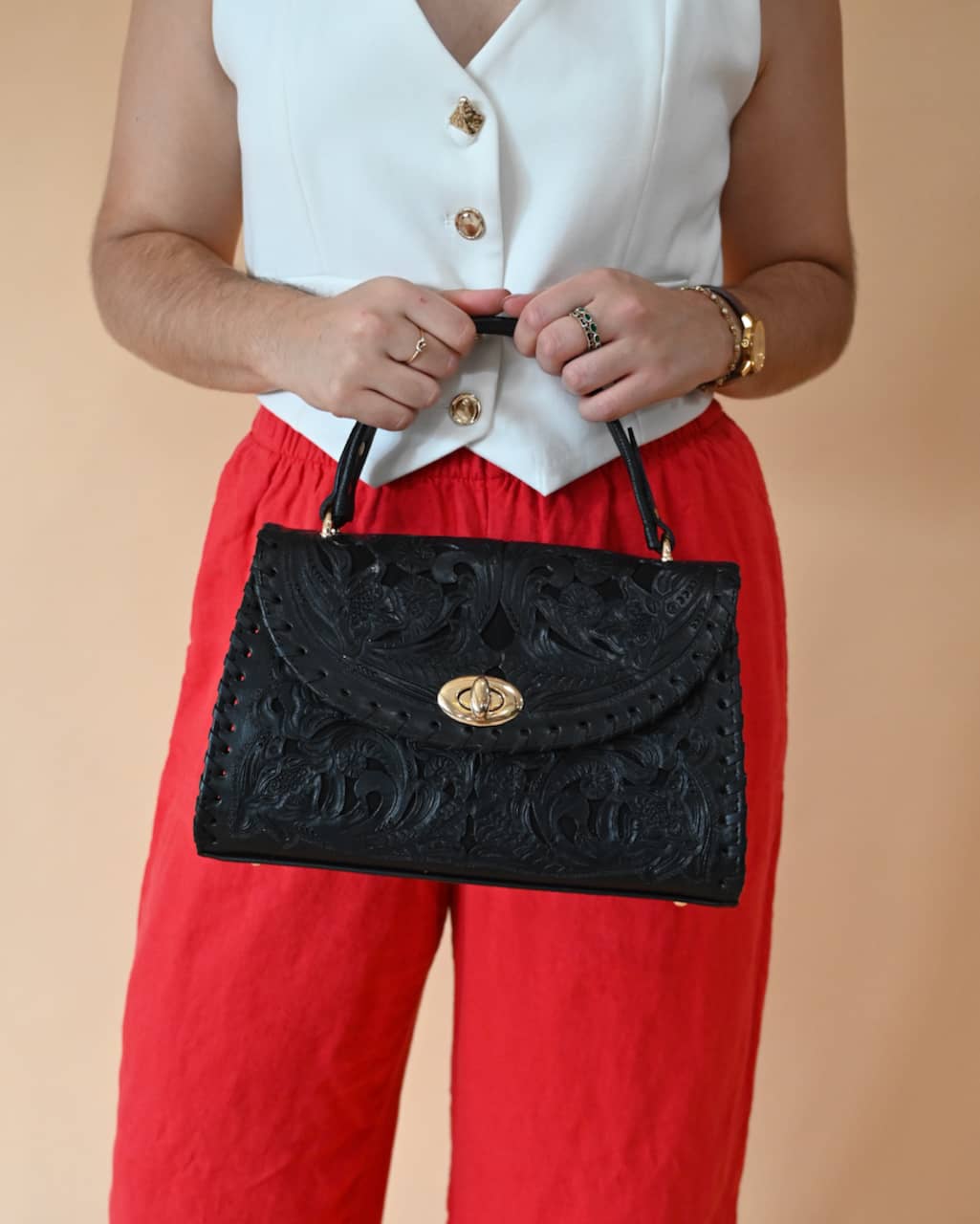 Clara Tooled Leather Crossbody - Mirasol Accessories