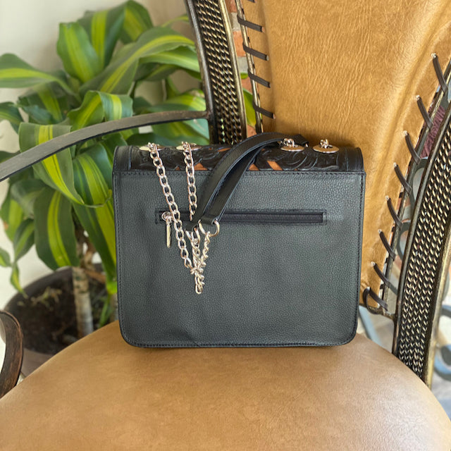 Diana Tooled Leather Bag | Black - Mirasol Accessories