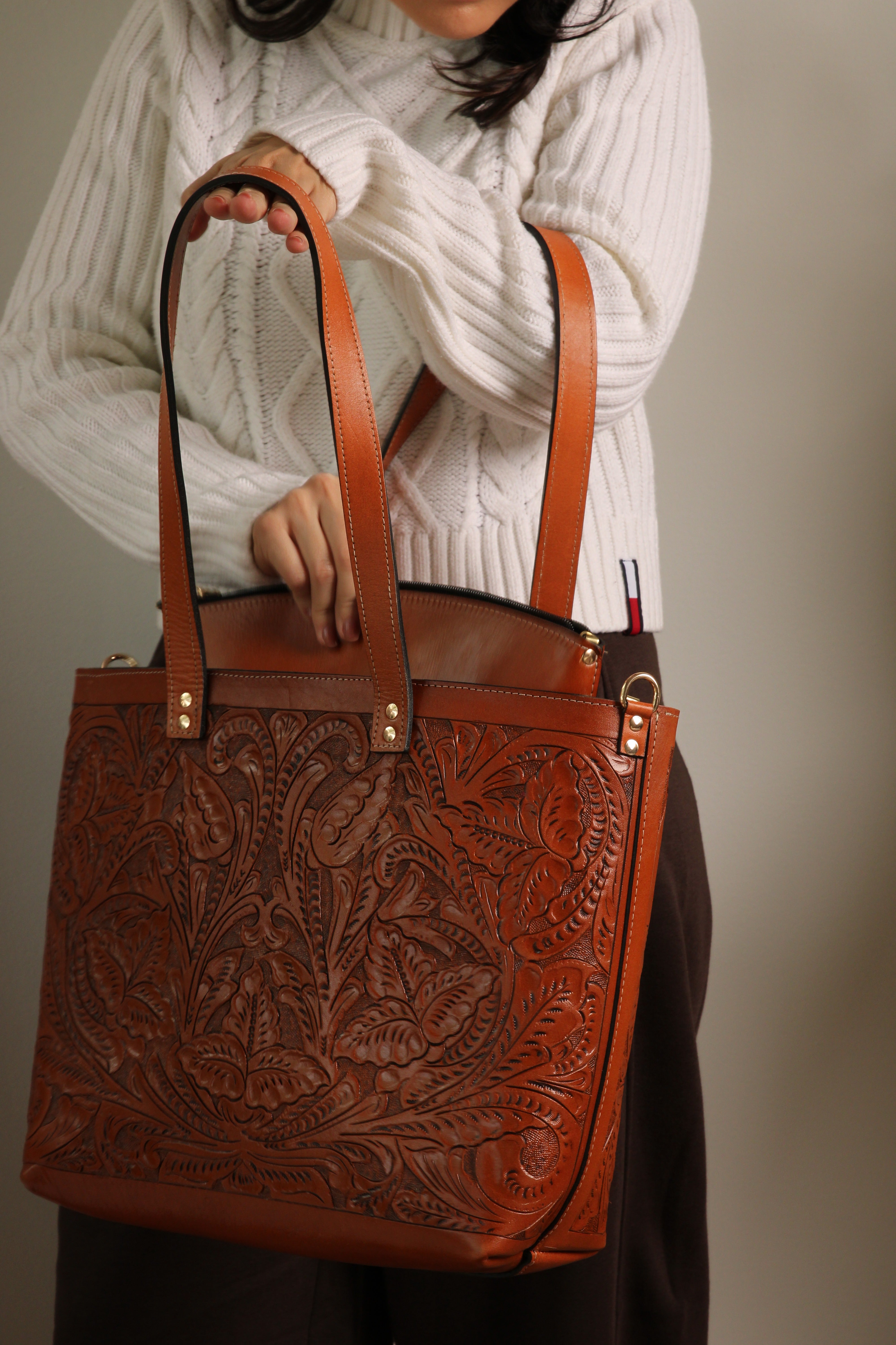 Carolina Tooled Leather Tote | Miel
