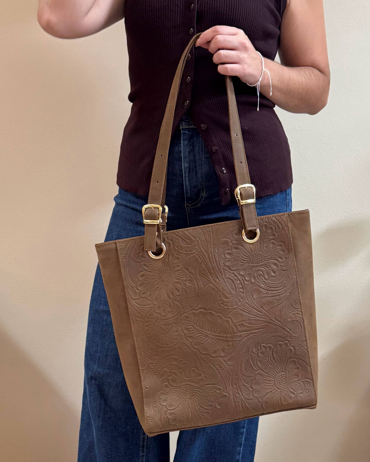 Sandra Leather Tote | Camel