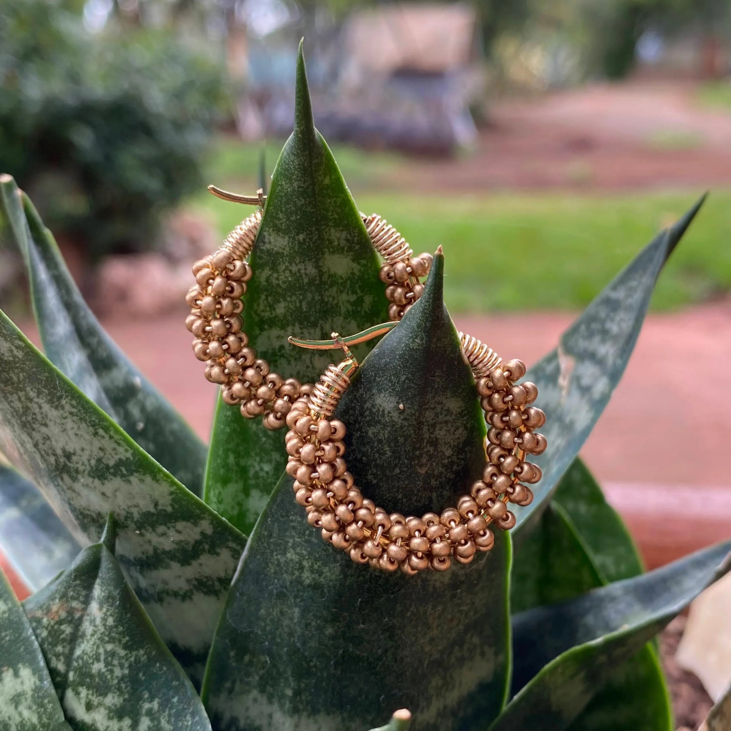 Luz Beaded Earrings Artesanales | Large	Gold - Mirasol Accessories