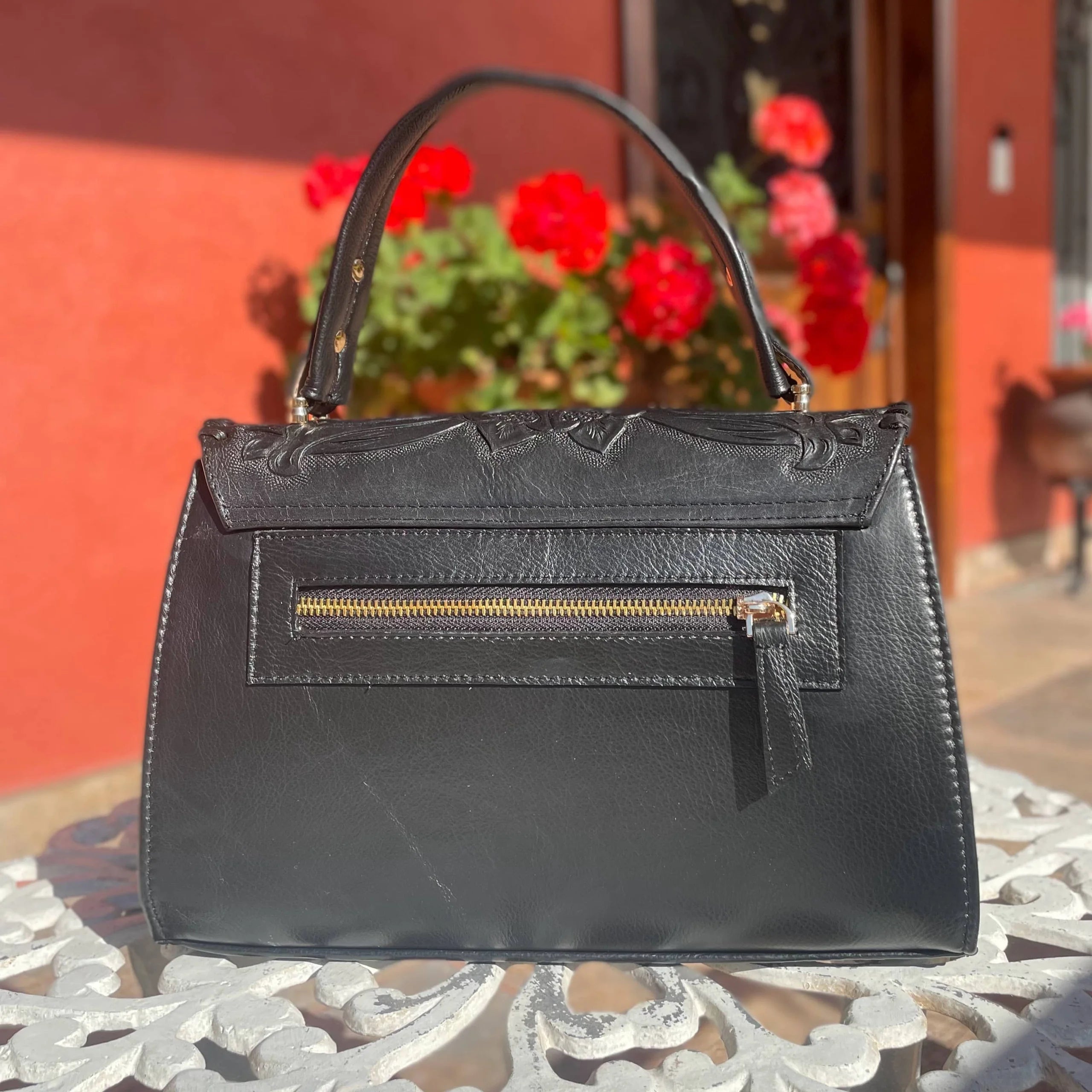 Clara Tooled Leather Crossbody | Black - Mirasol Accessories