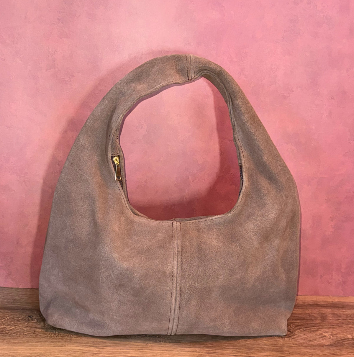 Elena Suede Shoulder Bag | Taupe
