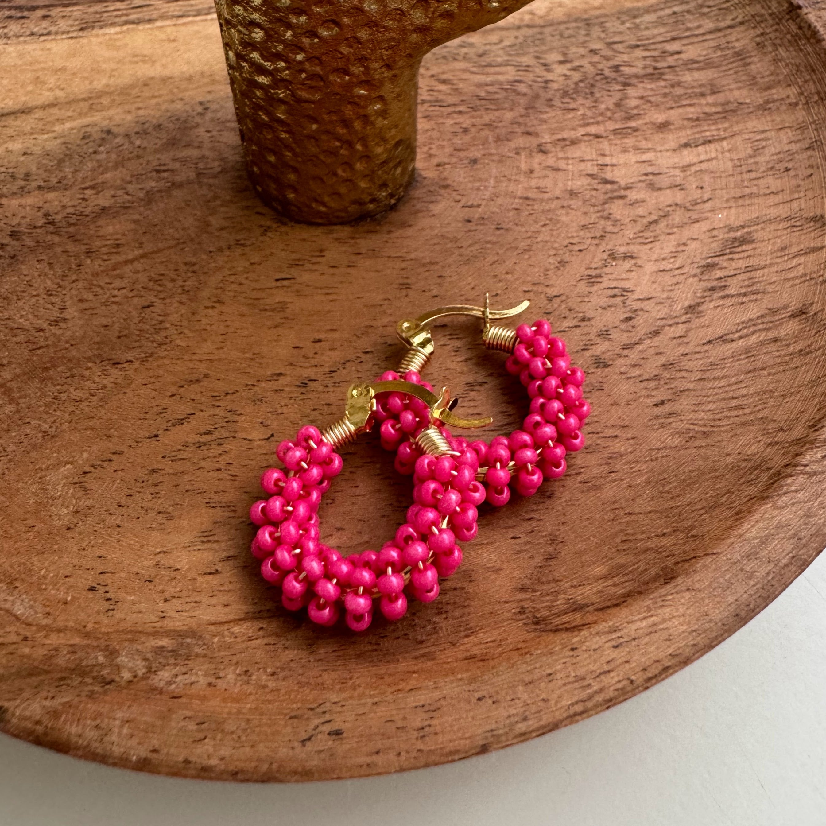 Eloisa Mini Beaded Hoops | Magenta - Mirasol Accessories