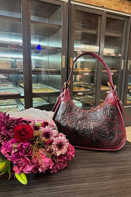 Gemma Cincelado Shoulder Bag | Cherry Mocha - Mirasol Accessories