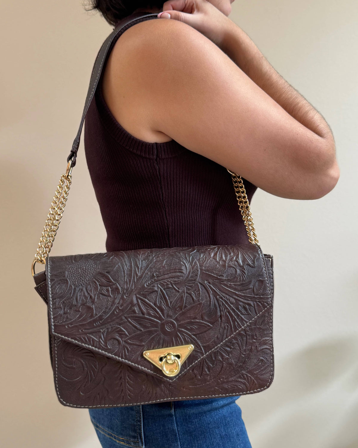 Ofelia Leather Crossbody | Cafe Chocolate - Mirasol Accessories