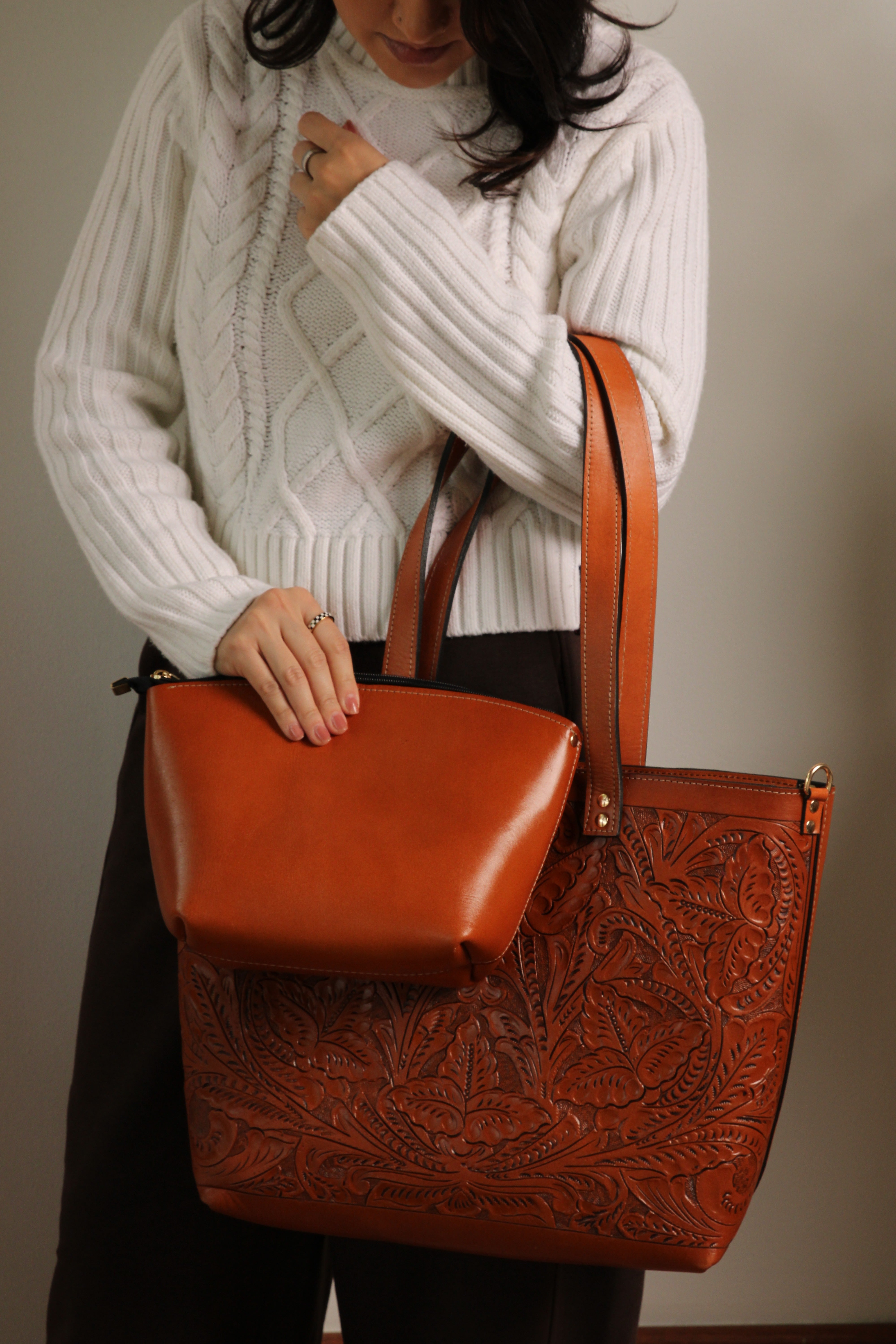 Carolina Tooled Leather Tote | Miel