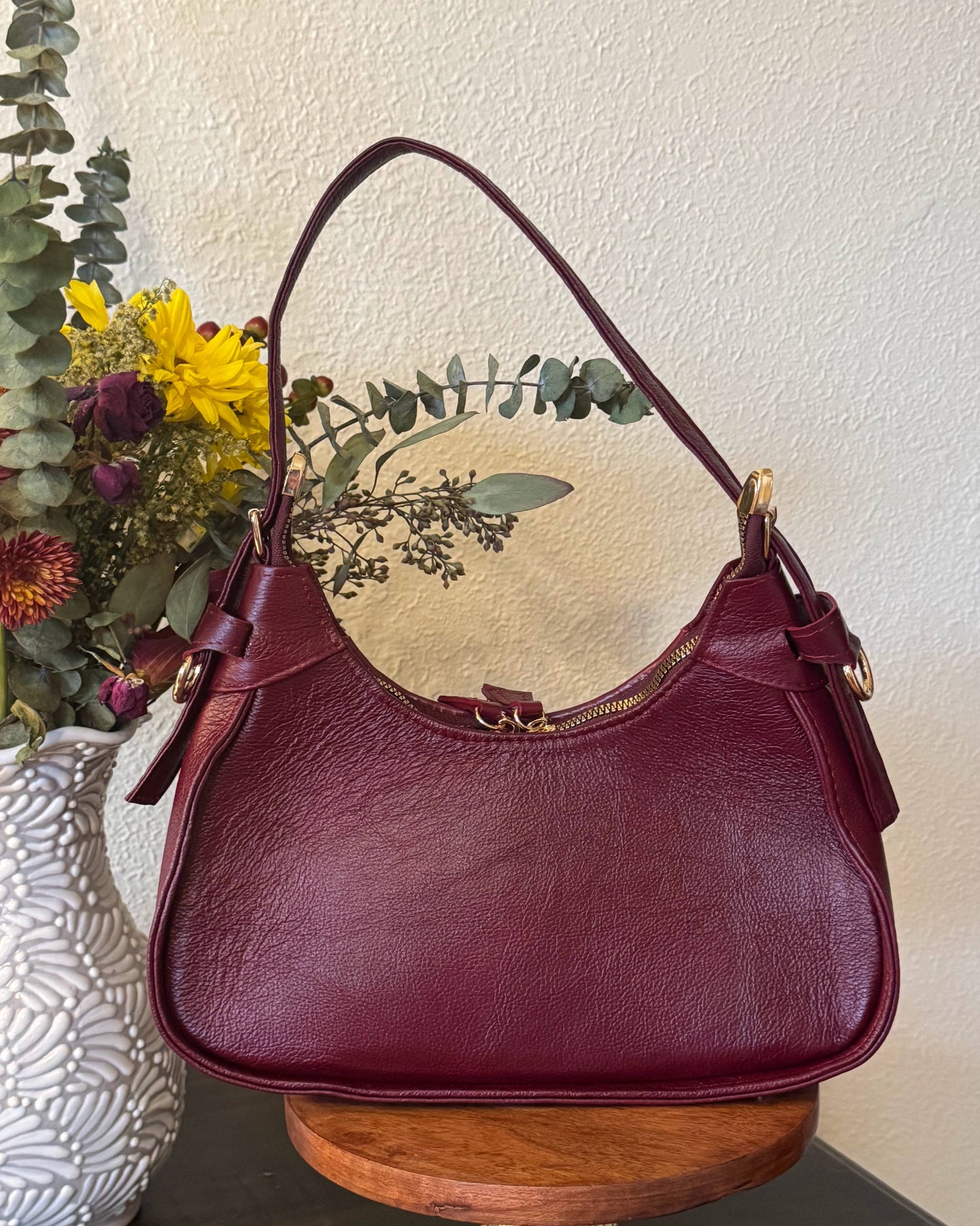 Gemma Cincelado Shoulder Bag | Cherry Mocha - Mirasol Accessories