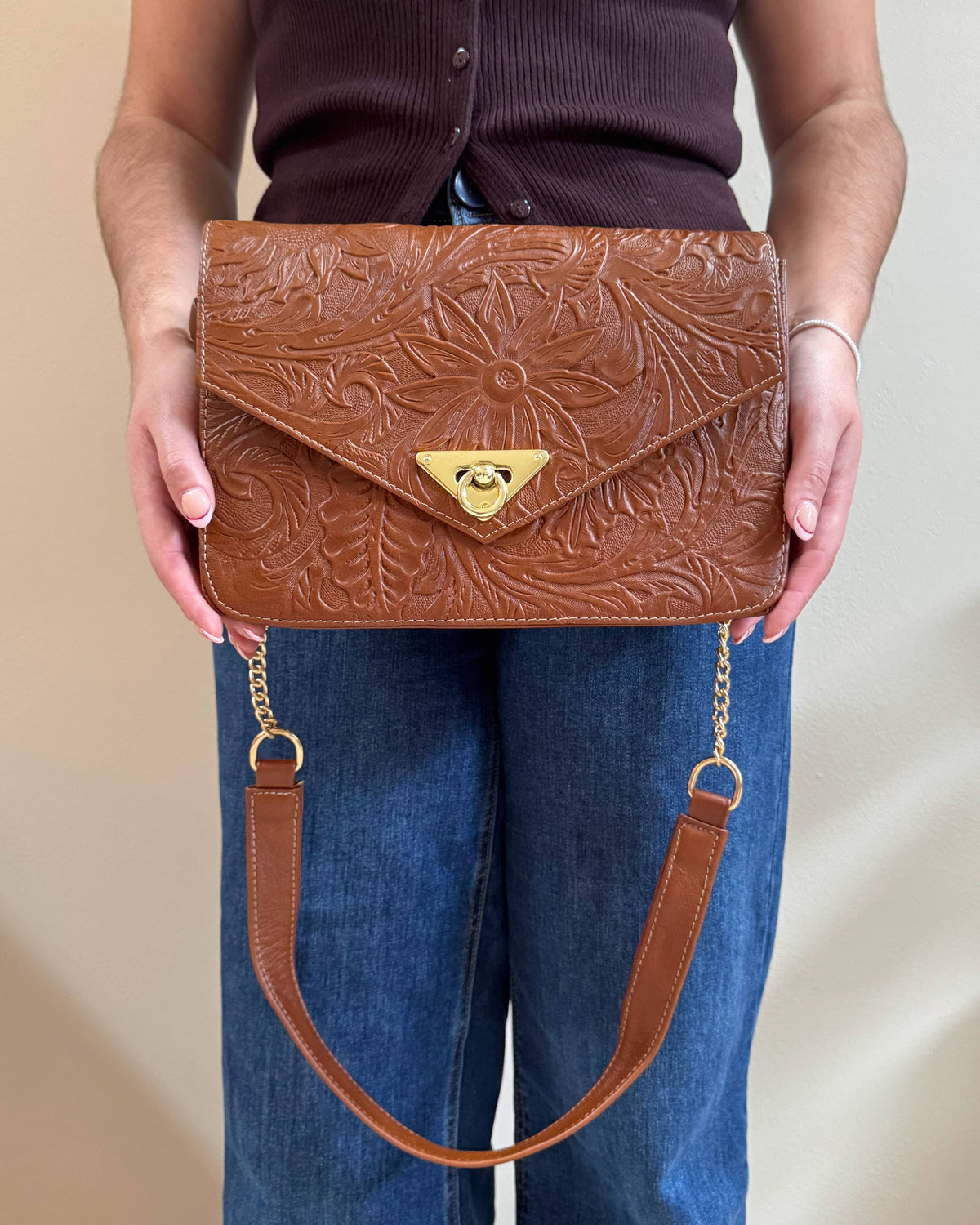 Ofelia Leather Crossbody | Caramelo - Mirasol Accessories