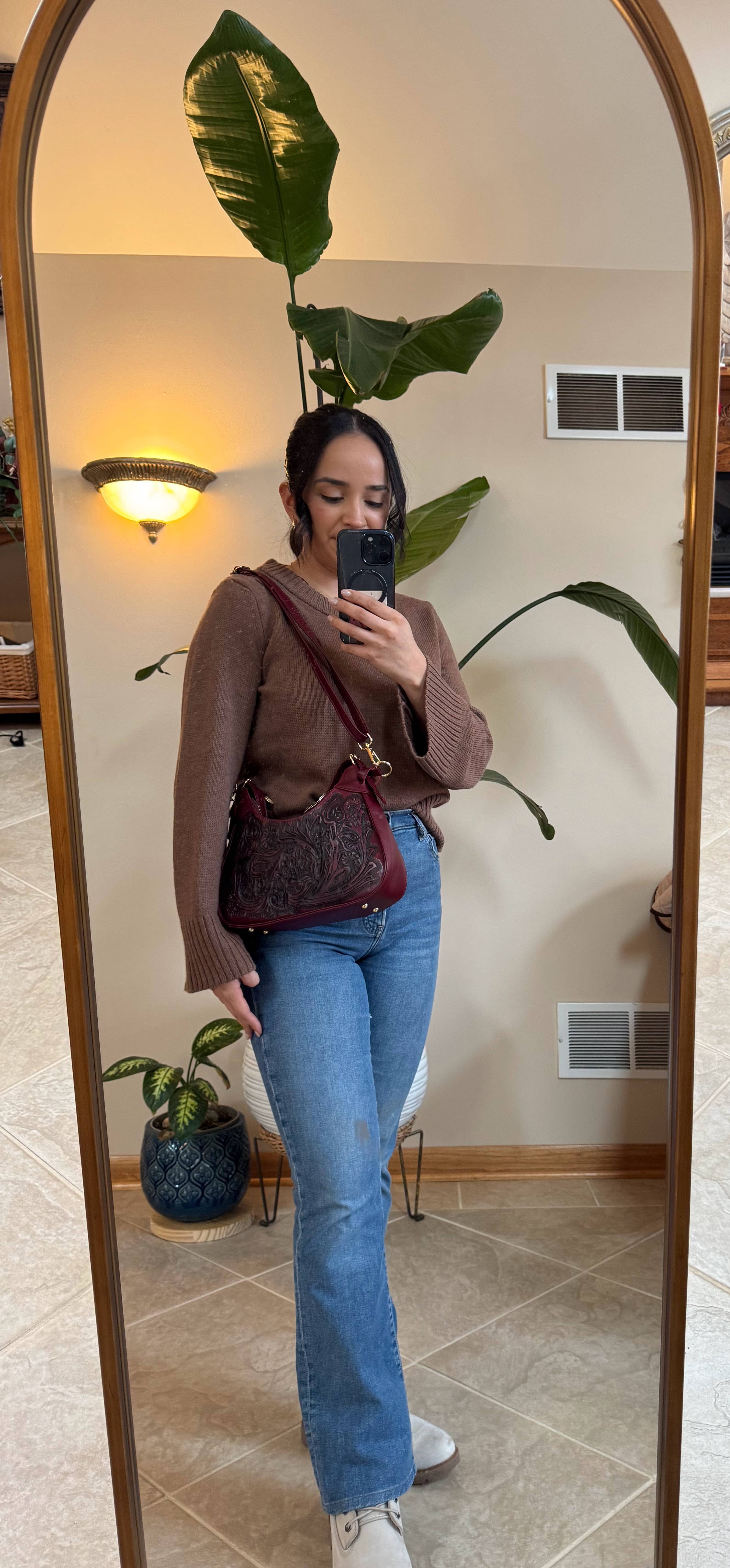 Gemma Cincelado Shoulder Bag | Cherry Mocha