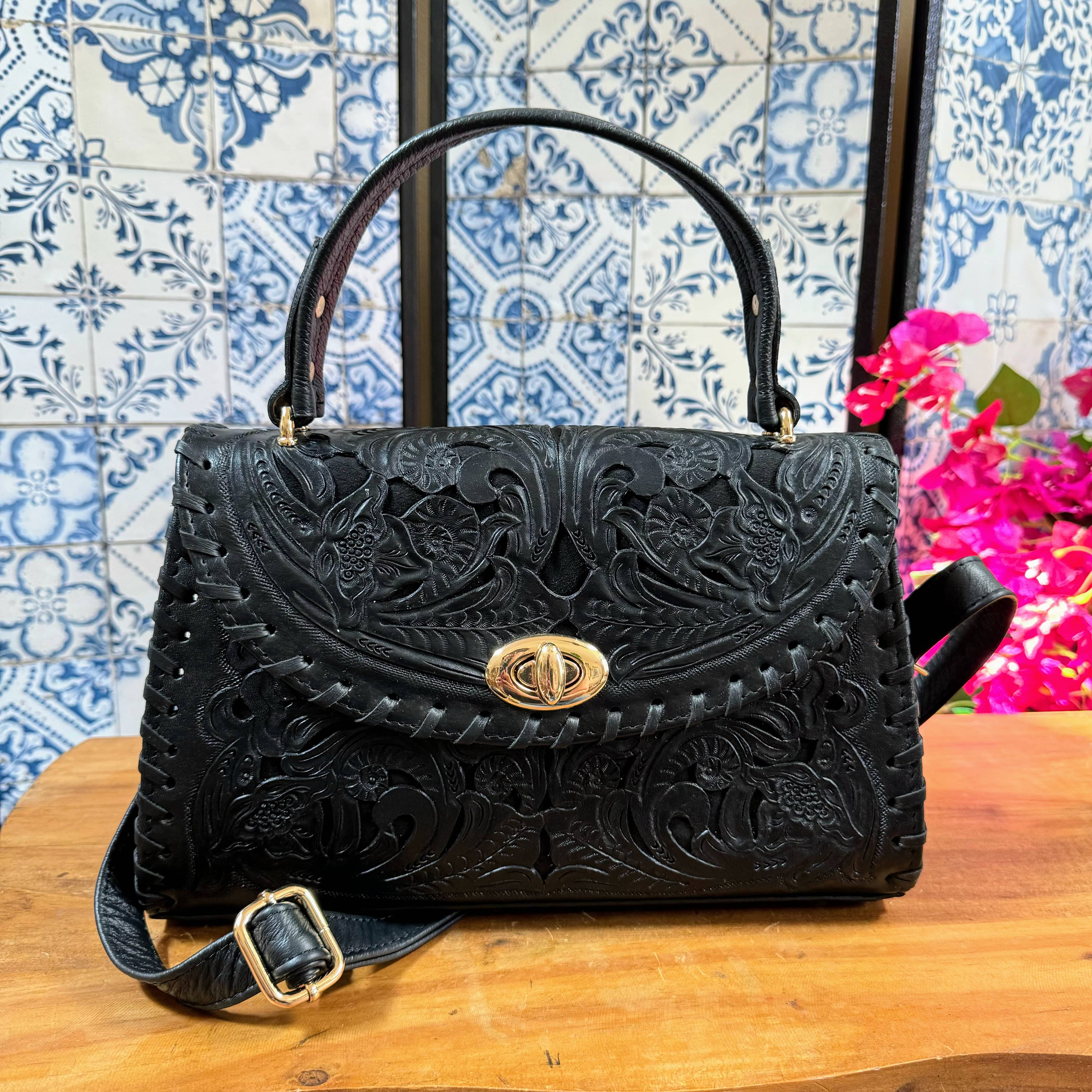 Clara Tooled Leather Crossbody - Mirasol Accessories