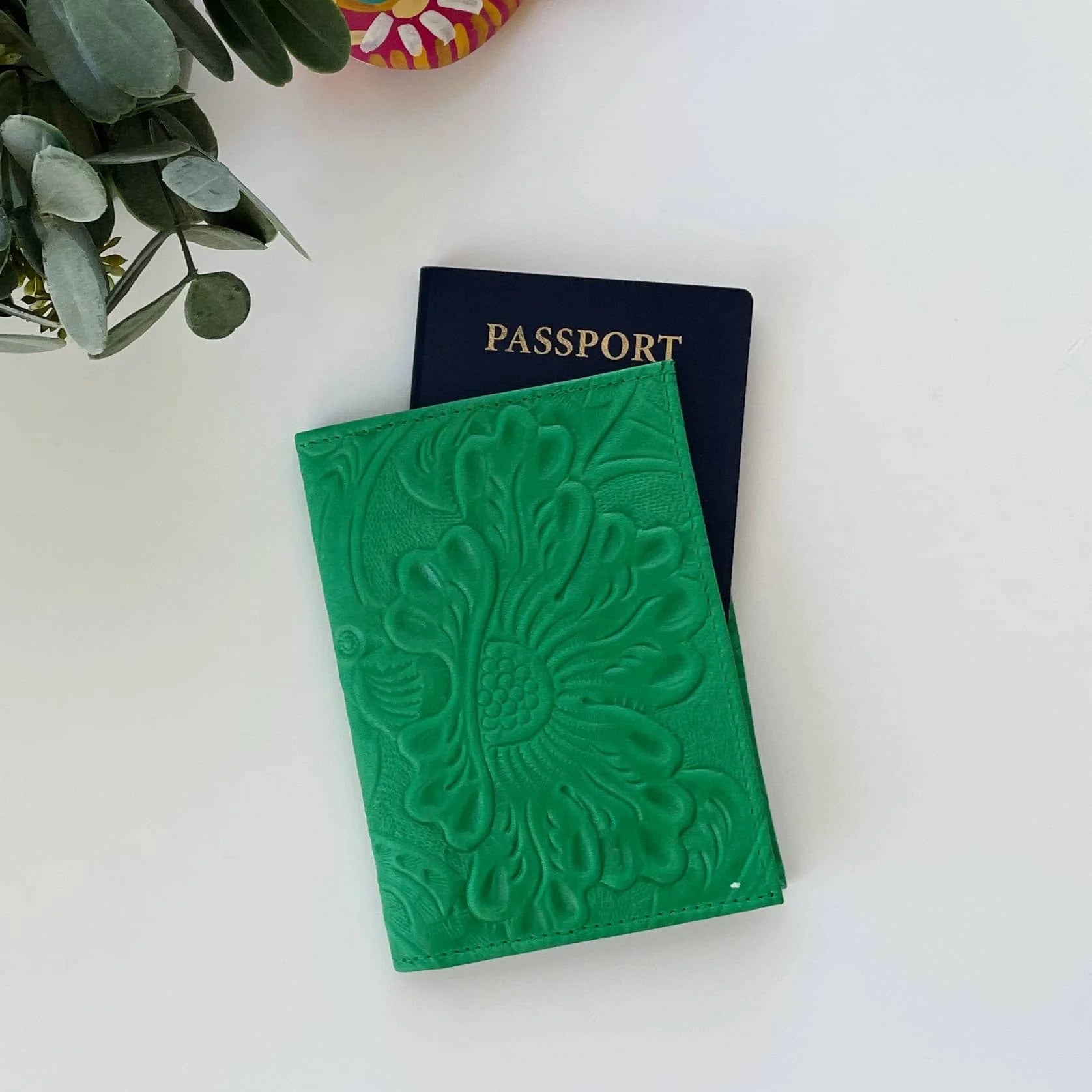 Luna Leather Passport Case | Verde