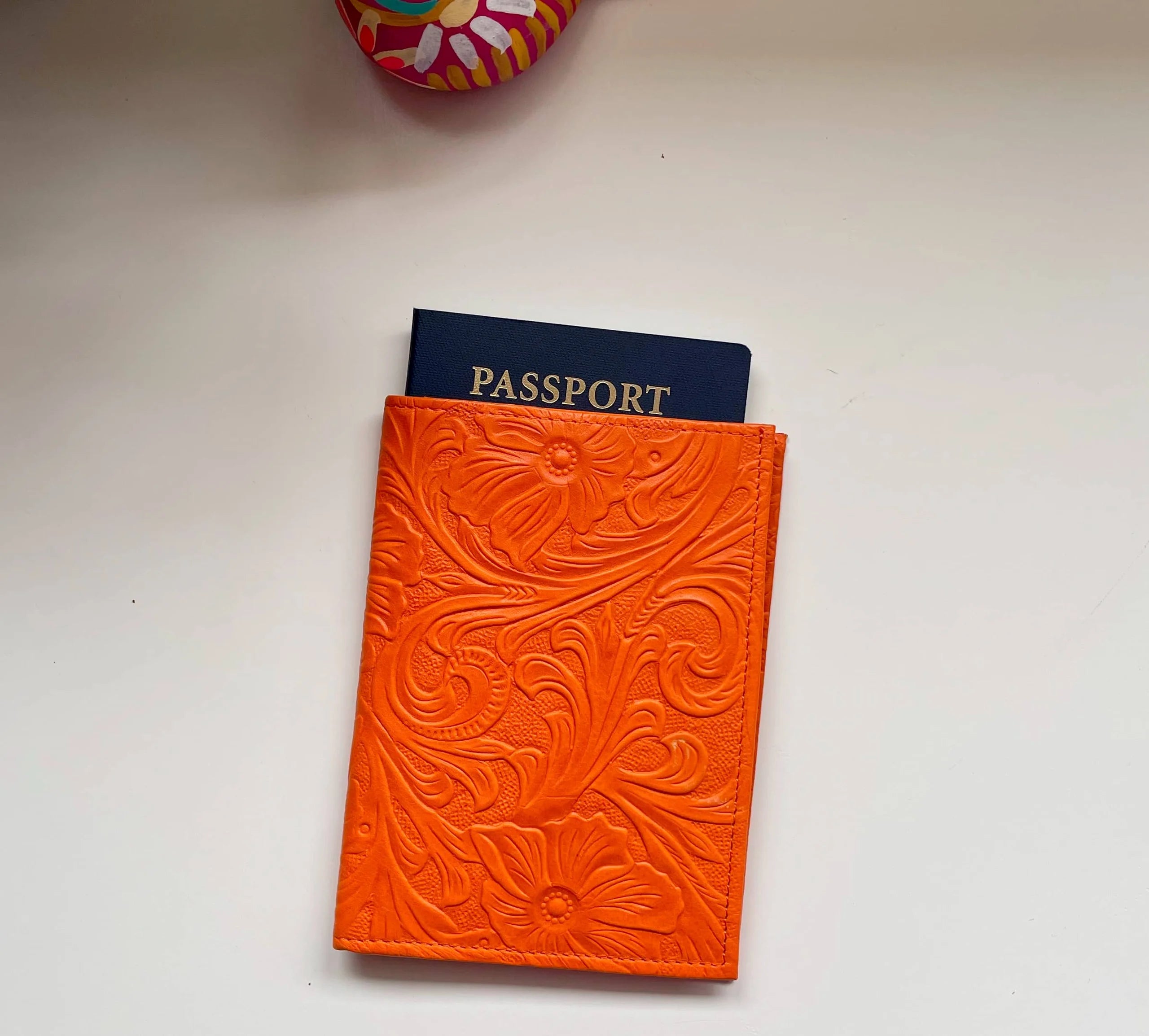 Luna Leather Passport Case | Naranja - Mirasol Accessories