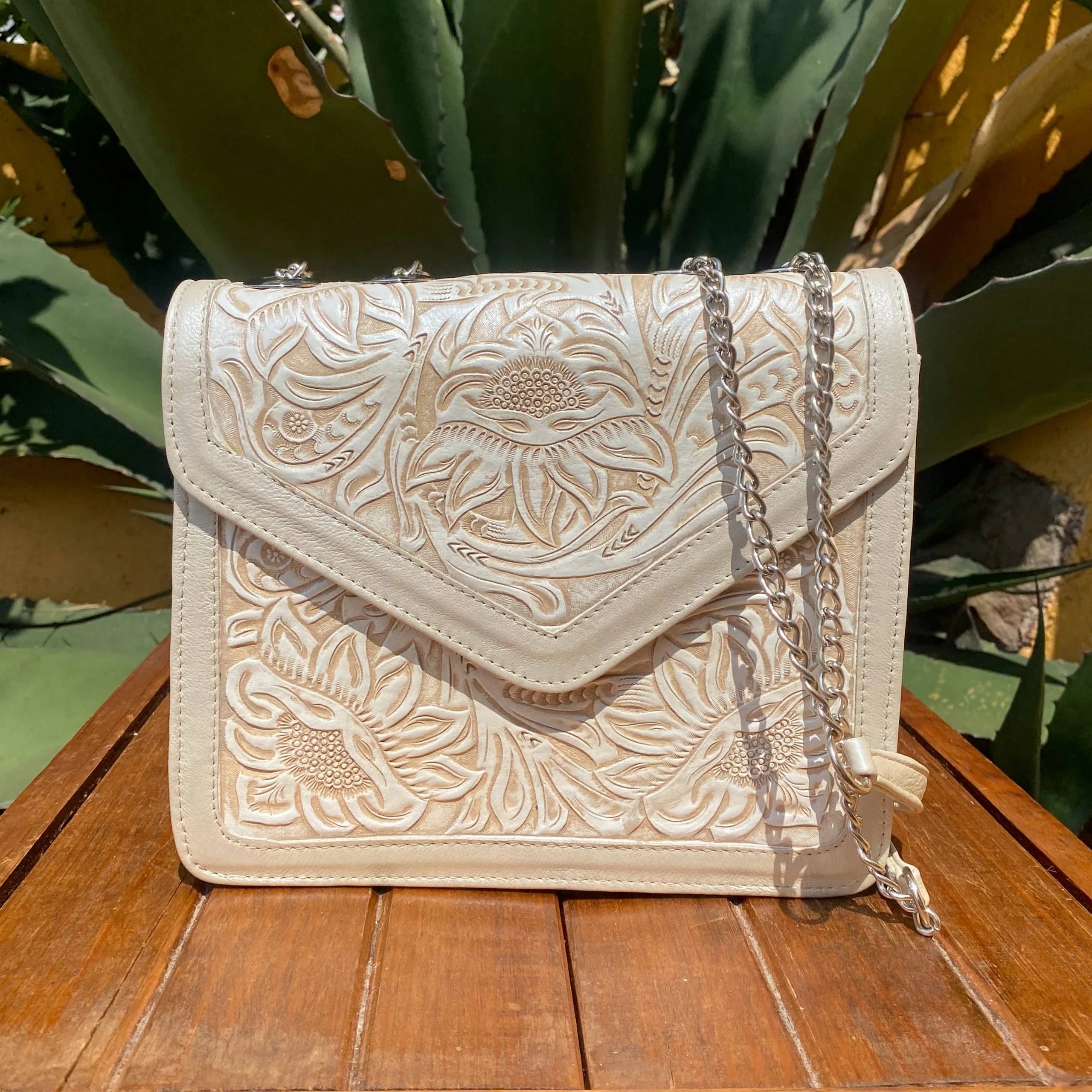 Diana Tooled Leather Bag | Golden Pearl - Mirasol Accessories