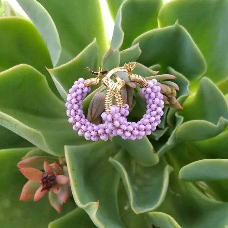 Eloisa Mini Beaded Hoops | Lilac