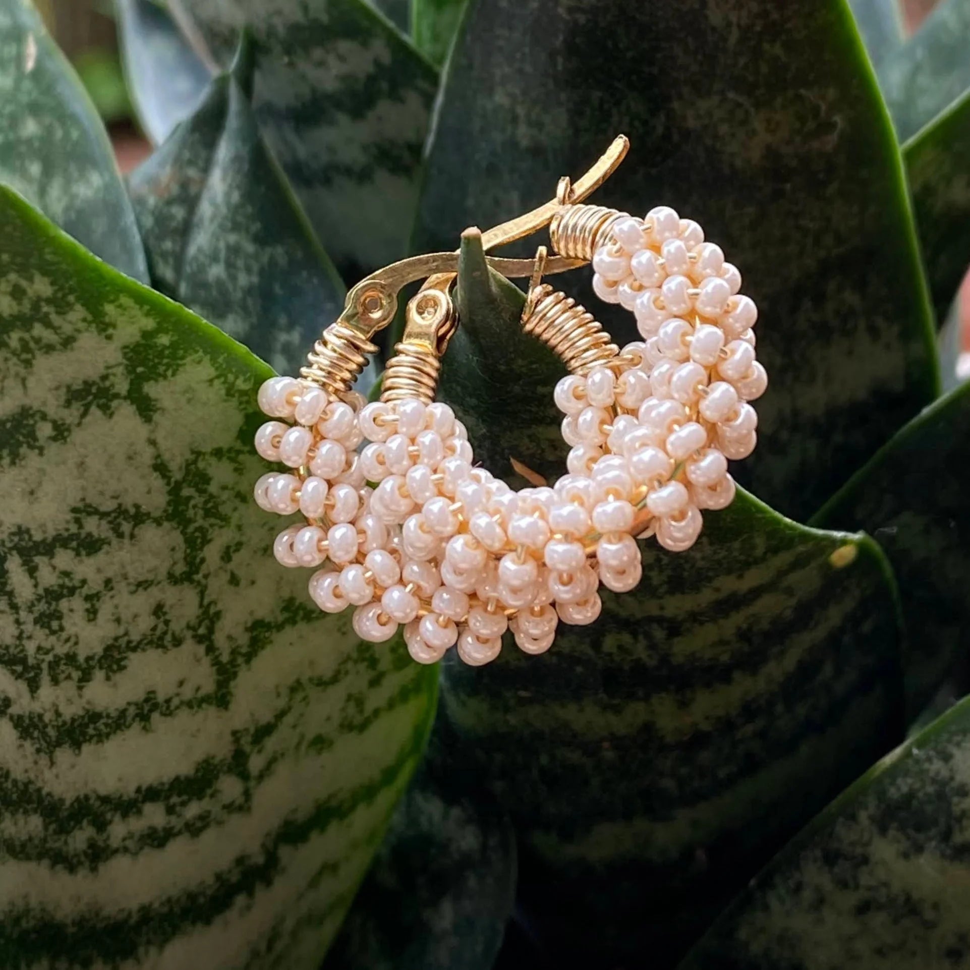 Eloisa Mini Beaded Hoops | Golden Pearl - Mirasol Accessories