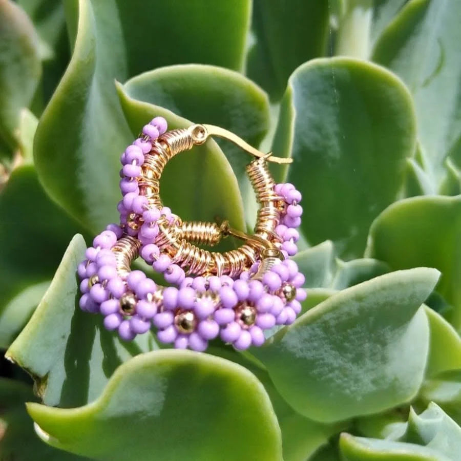 Daisy Mini Beaded Hoops | Violeta - Mirasol Accessories