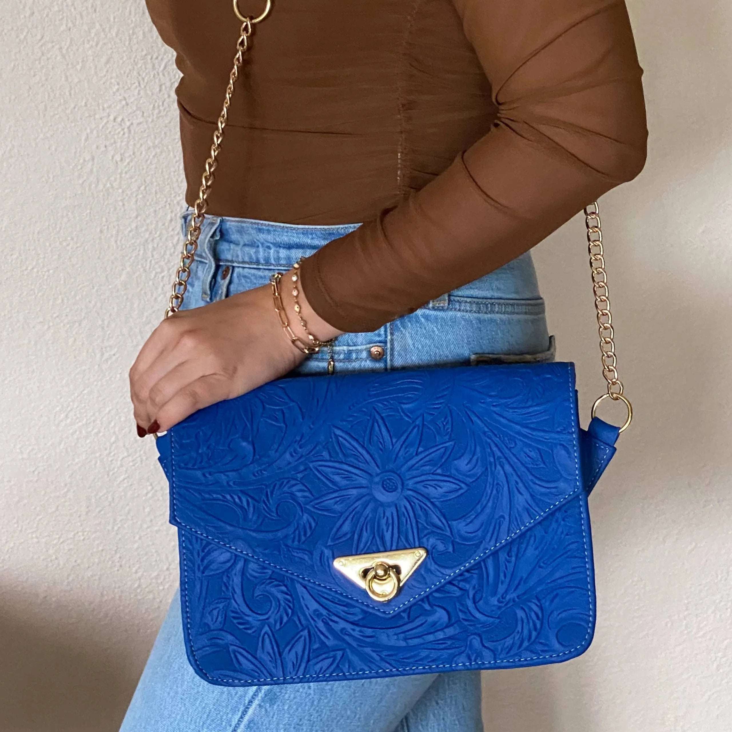 Ofelia Leather Crossbody | Royal Blue