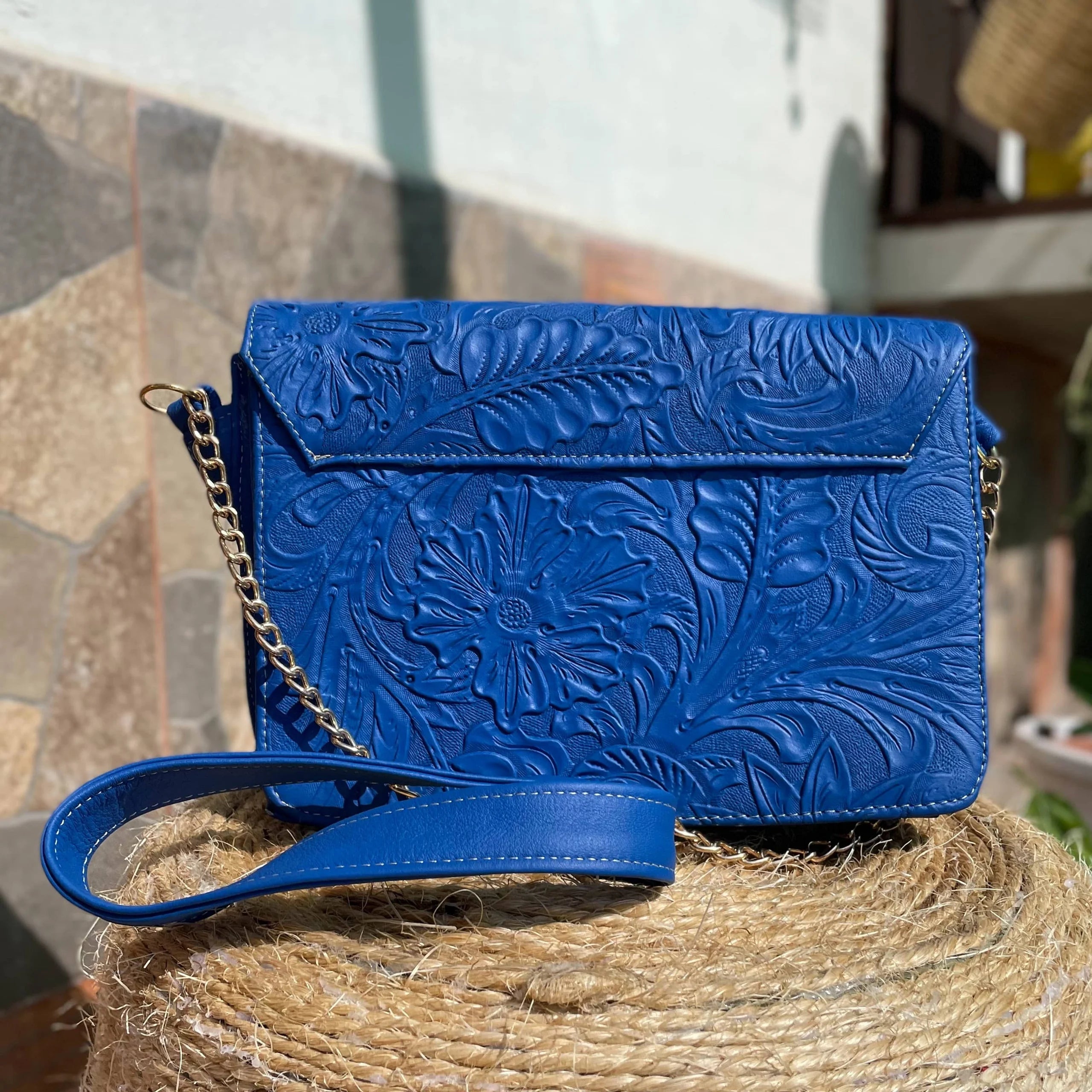 Ofelia Leather Crossbody | Royal Blue - Mirasol Accessories