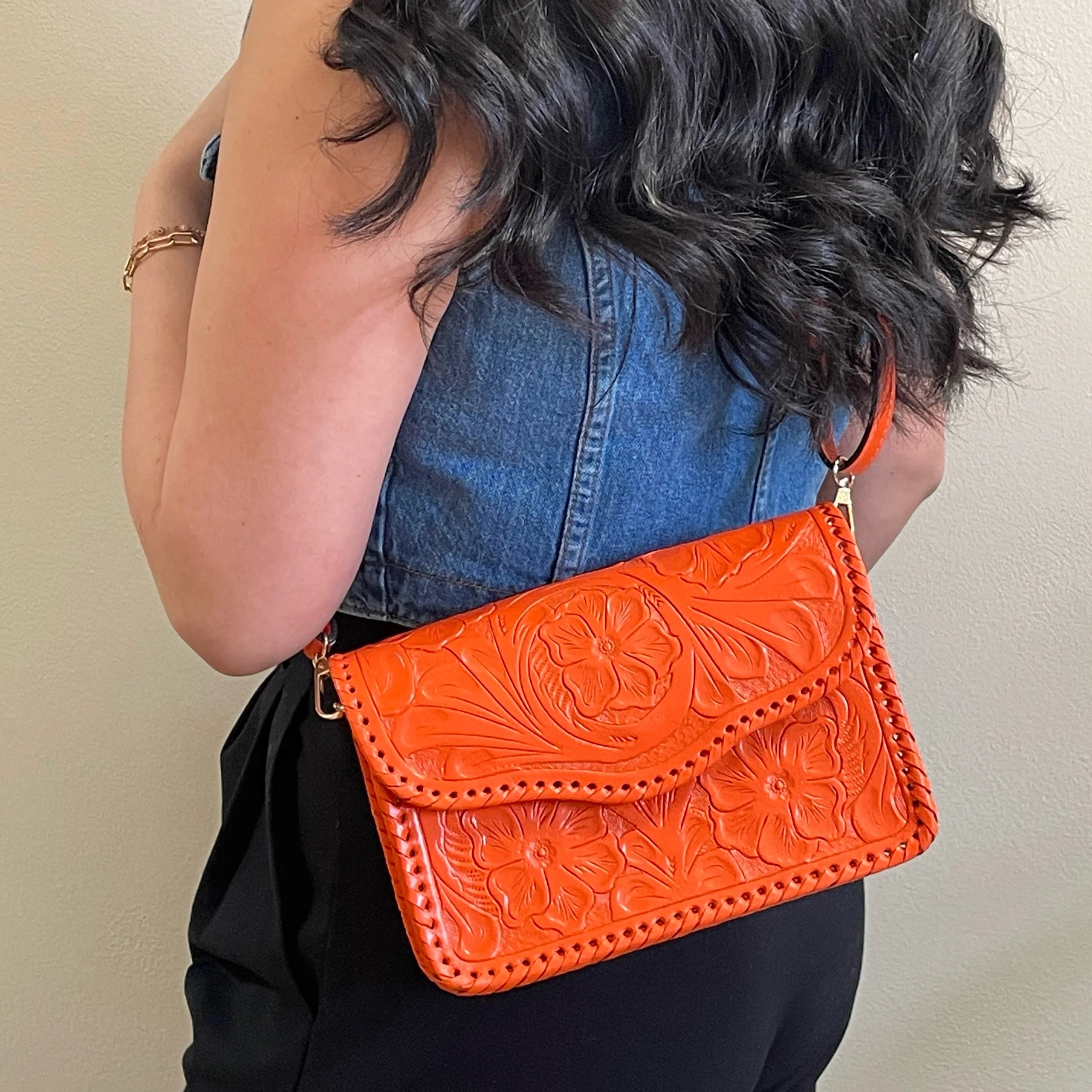 Mayra Tooled Crossbody | Naranja